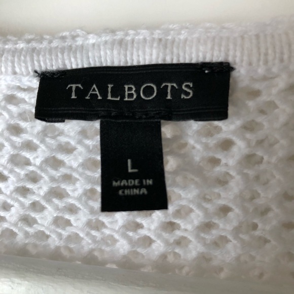 TALBOTS White 100% Cotton Long Cardigan Women’s Size Large Open Front Lo… - Picture 10 of 16